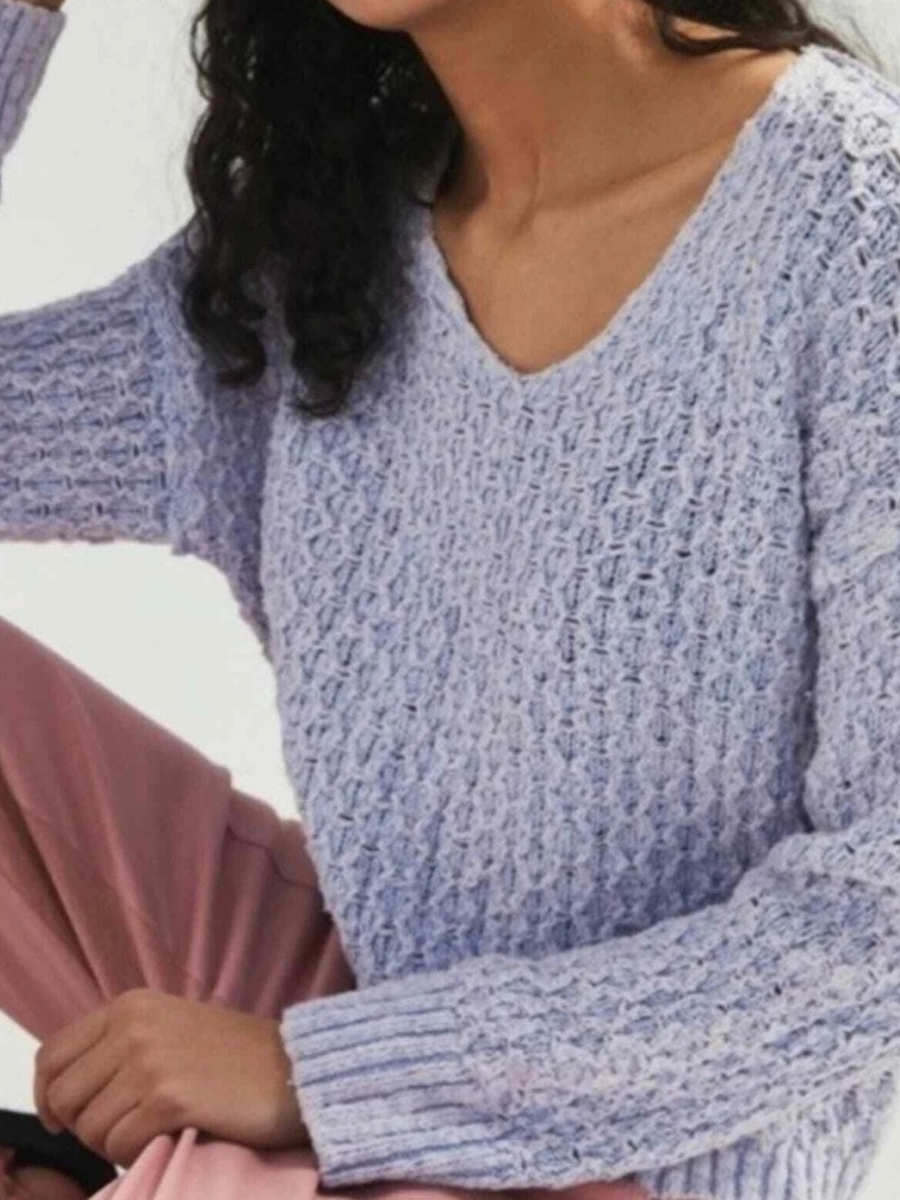 Anthropologie pilcro purple and blue knit v neck sweater